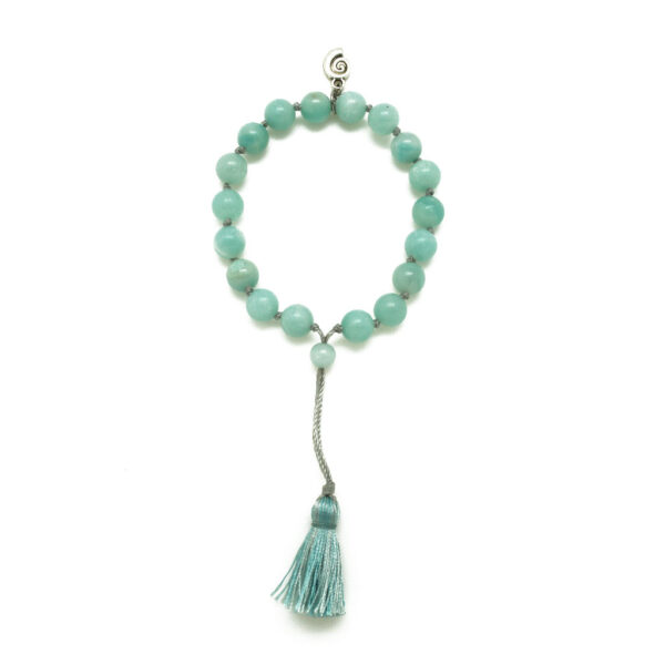 Amazonite Mini Tassel Bracelet with Aquarius Wellness Nautilus Charm (8MM)