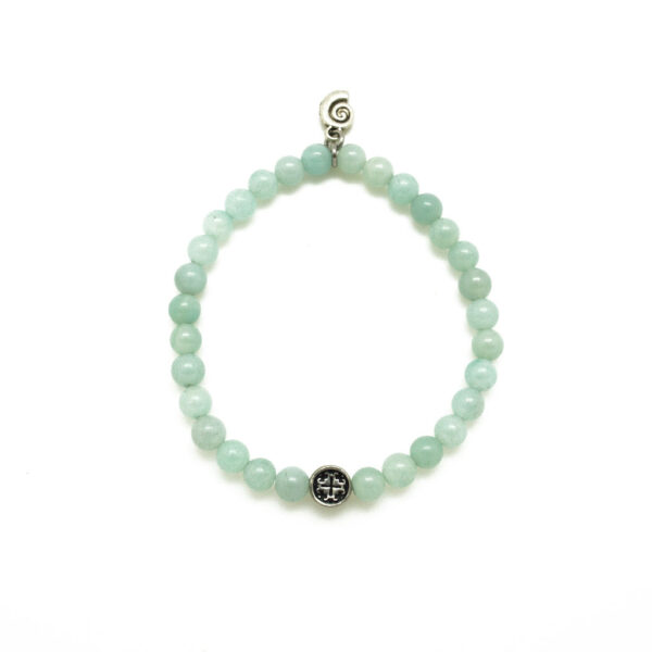 Amazonite Faceted Elastic Bracelet with Aquarius Wellness Nautilus Charm (6MM)