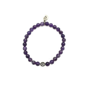 Amethyst Faceted Elastic Bracelet with Aquarius Wellness Nautilus Charm (6MM)