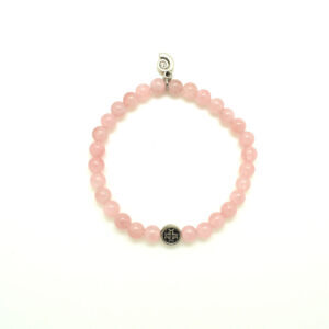 Rose Quartz Faceted Elastic Bracelet with Aquarius Wellness Nautilus Charm (6MM)